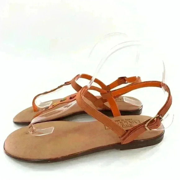 New Bruno Valenti womens sandals size 7 orange leather t-strap gem - Picture 11 of 13